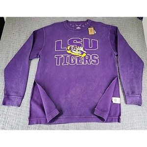 LSU Tigers Sweater Mens 2XL Sweatshirt Pullover Purple Ribbed Three Square NWT